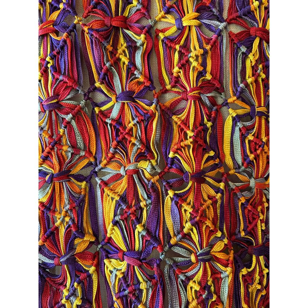 Sandy Starkman Fringe Ribbon Jacket Top Cowrie Shell Boho Festival Artwear L - Picture 6 of 9